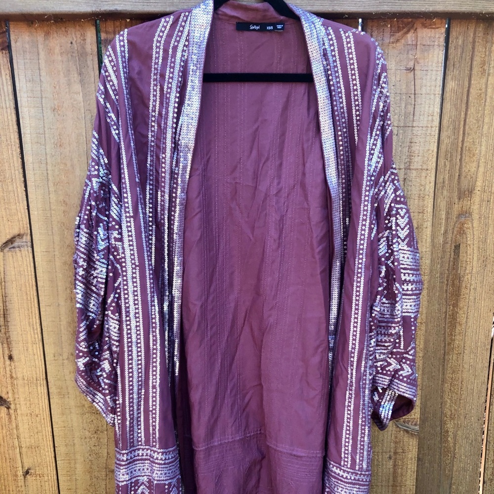 Sequined mauve kimono